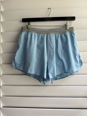 LULULEMON M Fast and Free Reflective Short 3" Lt Blue Lined Running Gym Workout